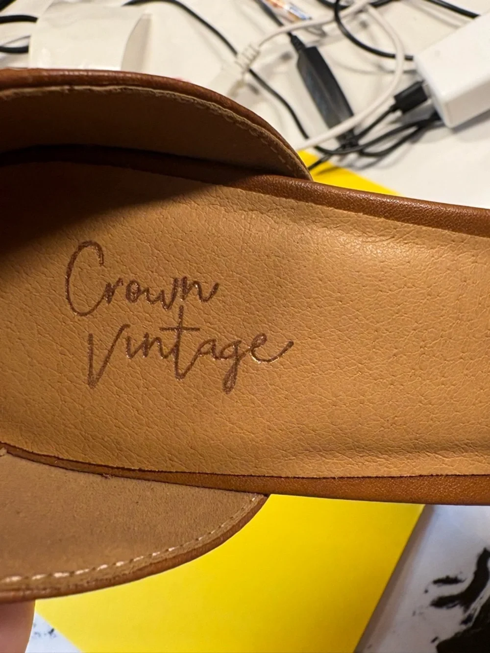 Crown Vintage Tan Platform Sandals with Ankle Strap